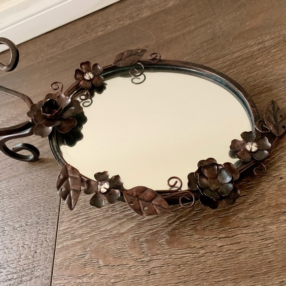 Vintage ornate metal frame mirror 11” - Picture 7 of 11